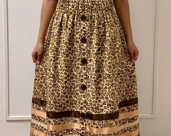 Handmade Ribbon Skirt: Cheetah Print, womans size small/medium