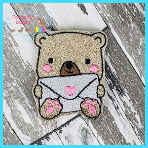Love Letter Bear Felt Feltie Embroidery Design