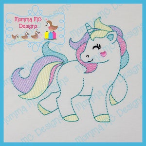 Unicorn Color Work Vintage Stitch Machine Embroidery Design