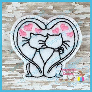 Love Cats Felt Feltie Embroidery Design