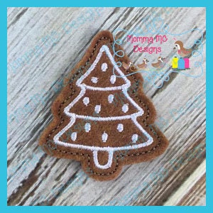 Gingerbread Cookie Christmas Tree Felt Feltie Embroidery Design