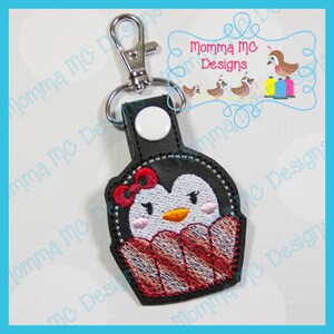 Cupcake Penguin Snap Tab Machine Embroidery Design File