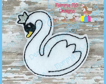 Swan With Crown Felt Feltie Embroidery Design