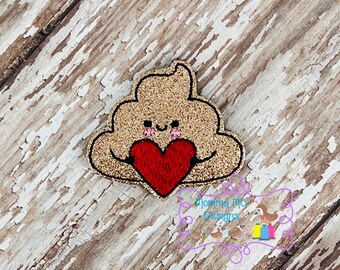 Poop with Heart Valentine Felt Feltie Machine Embroidery Design File