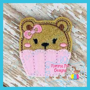 Cupcake Bear Feltie Machine Embroidery Design File