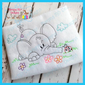 Elephant 2 Color Work Vintage Stitch Machine Embroidery Design