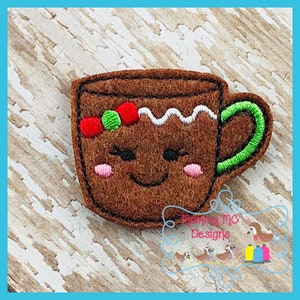 Gingerbread Girl Mug Felt Feltie Embroidery Design