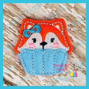 Cupcake Fox Feltie Machine Embroidery Design File