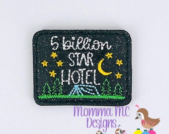 5 Five Billion Stars Hotel Camping Vinyl Felt Feltie Machine Embroidery Design File