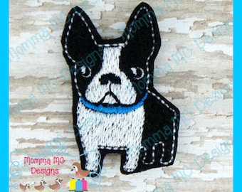 Boston Terrier Felt Feltie Embroidery Design