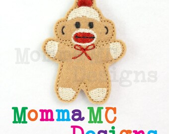 Sock Monkey Felt Feltie Embroidery Design