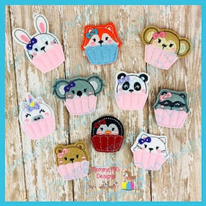 Cupcake Animals Feltie BUNDLE Machine Embroidery Design Files