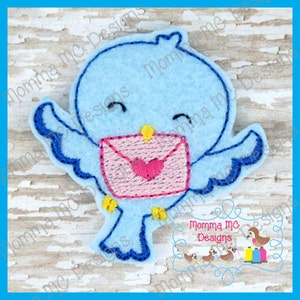 San Valentín amor pájaro de fieltro diseño de bordado Feltie