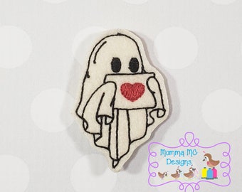 Retro Valentine Love Ghost 2 Felt Feltie Machine Embroidery Design File