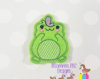 Frog and Butterfly Felt Feltie Machine Embroidery Design File