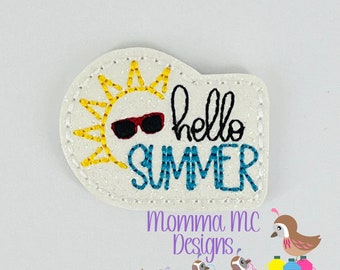 Hello Summer Sun Vinyl Felt Feltie Machine Embroidery Design File