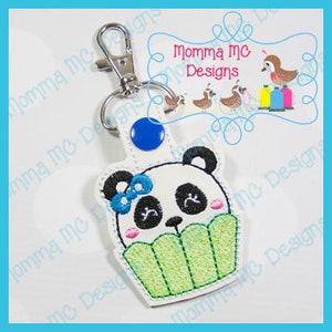 Cupcake Panda Snap Tab Machine Embroidery Design File