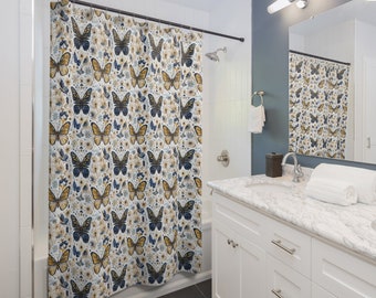 Butterfly Boho Shower Curtain: Bohemian Bathroom Decor