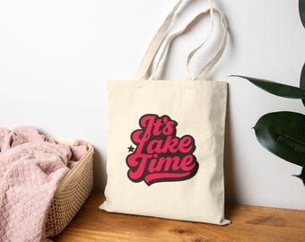 Lake Time Cotton Canvas Tote Bag: Eco-Friendly Summer Beach Bag