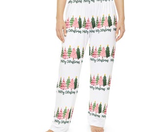 Pantalons de pyjama pour femme sapins de Noël, pyjamas joyeux Noël, vêtements de nuit pour les fêtes, pantalons de survêtement festifs, bas de pyjama sapin de Noël