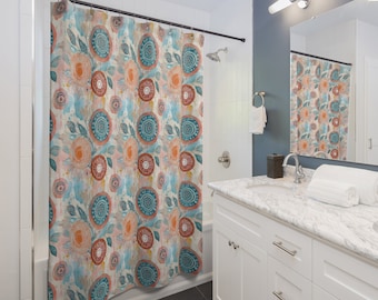 Boho Floral Shower Curtain: Bohemian Bathroom Decor