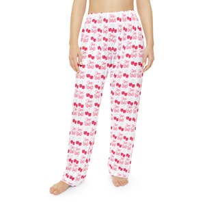 Coquette Cherries Pajama Set, Disco Cherries Sleepwear, Girly Pink PJs, Cherry Print Lounge Set, Retro Nightwear