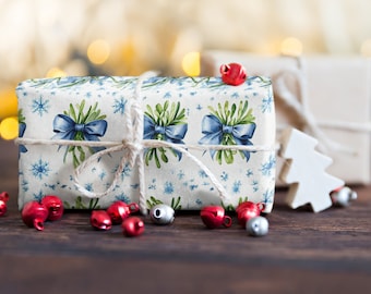 Mistletoe Christmas Wrapping Paper, Holiday Gift Wrap, Festive Gift Wrap, Seasonal Wrapping Paper, Gift Wrap Rolls