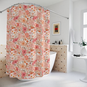 Victorian Flowers Shower Curtain, Floral Bathroom Decor, Vintage Style Curtain, Classic Bath Decor, Home Gift