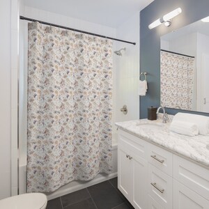 Floral Shower Curtain, Botanical Bathroom Decor, Flower Bath Curtain, Nature Inspired Gift, Home Decor