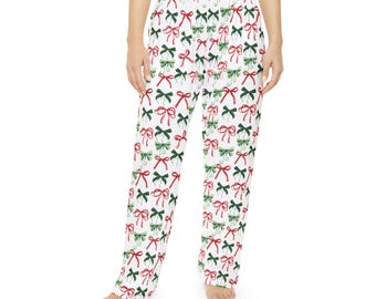 Christmas Bows Women's Pajama Pants, Trendy Pajamas, Holiday Loungewear, Cozy Sleepwear, Festive Pyjamas, Winter PJs