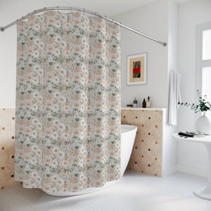 Floral Shower Curtain, Botanical Bathroom Decor, Flower Bath Curtain, Nature Inspired Gift, Home Decor