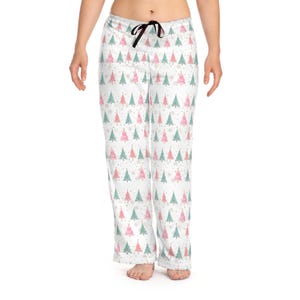 Weihnachtsbäume und Schneemann Damen Pyjama Hose, Feiertags Nachtwäsche, Winter Lounge Hose, Festliche PJ Hose, Weihnachtsnachtwäsche