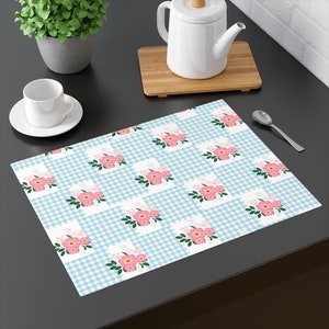 Geschenk für Zuhause, Geschenk für HerCountryside Cottage Tischset Wildblumen Blumendekor, Bauernhaus Tischdekoration, rustikale Essmatte,