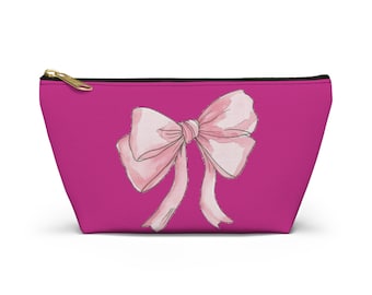 Kokette Bogen Zubehör Tasche, Kokette Bogen Print Beutel, Bogenmuster Reißverschlusstasche, niedlicher Make-up-Organizer, Reisekosmetik-Etui