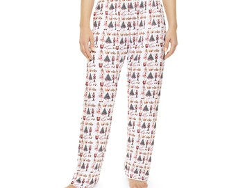 Christmas Coquette Pajama Bottoms, Holiday Lounge Pants for Women, Festive Sleepwear, Red Plaid PJ Bottoms, Winter Gift