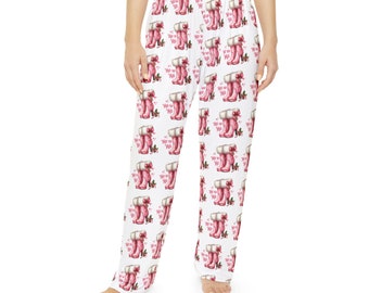 Coquette de Noël Pantalon de pyjama tendance pour femme, Vêtements de détente pour les Fêtes, Vêtements de nuit de fête, Pantalons de Noël à motifs, Joli bas de pyjama