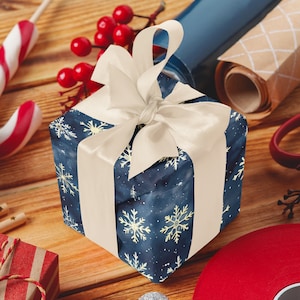 Snowflake Christmas Wrapping Paper, Holiday Gift Wrap, Festive Gift Wrap Roll, Winter Wrapping Paper