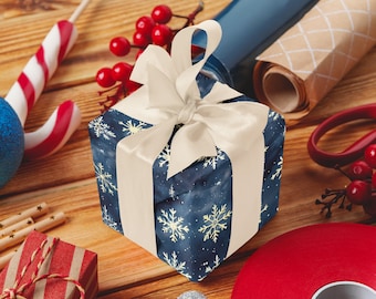 Snowflake Christmas Wrapping Paper, Holiday Gift Wrap, Festive Gift Wrap Roll, Winter Wrapping Paper