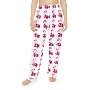Disco Cherries Pajama Set, Gift For Her, Cherry Print Sleepwear, Women&#39;s Pajamas, Loungewear, Gift for Girlfriend, Trendy Gift