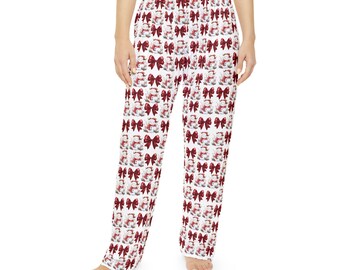 Pantalones de pijama navideños coquetos: ropa de estar por casa navideña a cuadros rojos