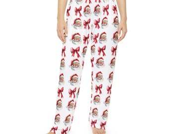 Pantalon de pyjama Santa Coquette pour femme, cadeau de Noël pour elle, tenues de détente pour les fêtes, vêtements de nuit de fête, bas de pyjama de Noël rouges