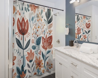 Boho Floral Shower Curtain: Bohemian Bathroom Decor