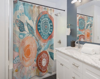 Boho Floral Shower Curtain: Bohemian Bathroom Decor