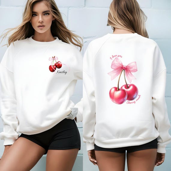 Personalized Cherry Sweatshirt: Embroidered Unisex Crewneck
