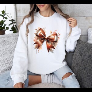 Football Bow Coquette Sweatshirt, Sports Sweatshirt, Team Spirit Shirt, Fun Bow Sweater, Gift for Football Lover