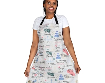Apron, Christian Verses Positive Quotes Kitchen Cooking Cover, Religious Scripture Encouraging Phrase Gardening Smock, Gift for Faithful