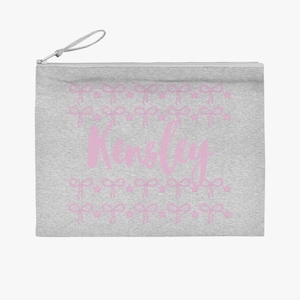 Coquette Pink Bow Personalized Pencil Bag, Custom Name Pouch, Zipper Pen Case, Back to School Gift