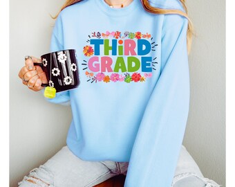 Bright & Fun Third Grade Sweatshirt, Unisex Crewneck, Gift for Kids, Back to School Apparel, Kids&#39; Fashion, Educational Celebrations