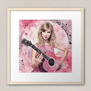 Taylor Guitar Art Print: Pastel Pink Girl&#39;s Room Decor (Digital Download)