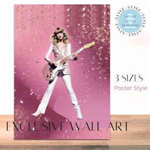 Pink Taylor Poster: Pop Star Guitar Art, Dorm Decor (Digital Download)